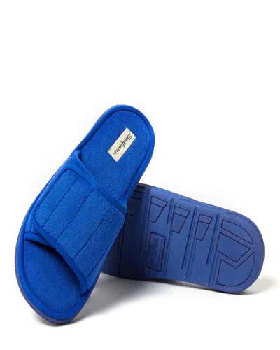 Dearfoams Men's Collin Terry Adjustable Shower Slide House Slipper In Blue