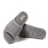 Dearfoams Men's Collin Terry Adjustable Shower Slide House Slipper In Grey