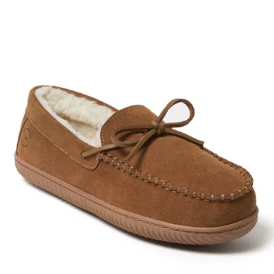 Dearfoams Men's Douglas Genuine Suede Moc With Tie In Brown