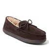 Dearfoams Men's Douglas Genuine Suede Moccasin Slipper With Tie In Brown