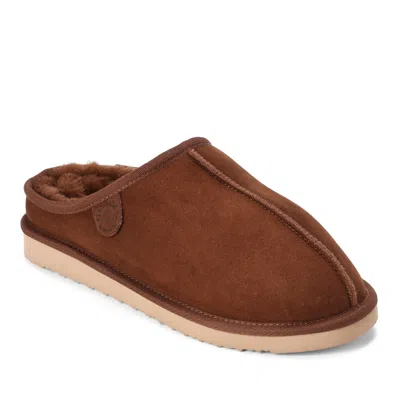 Dearfoams Men's Fireside By  Grafton Genuine Shearling Clog Slipper With Woven Accent In Multi