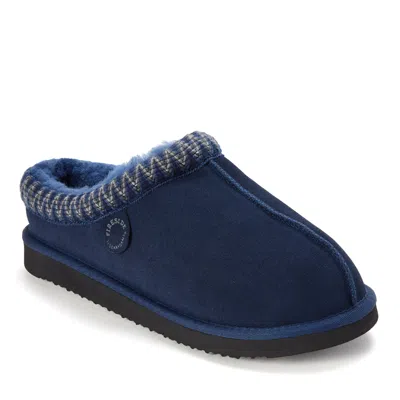 Dearfoams Men's Fireside By  Grafton Genuine Shearling Clog With Taping - Water Resistant In Blue