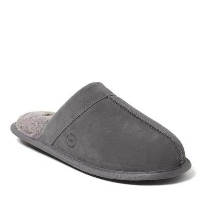 Dearfoams Men's Kirk Genuine Suede Scuff Slippers With Prayer Seam In Gray