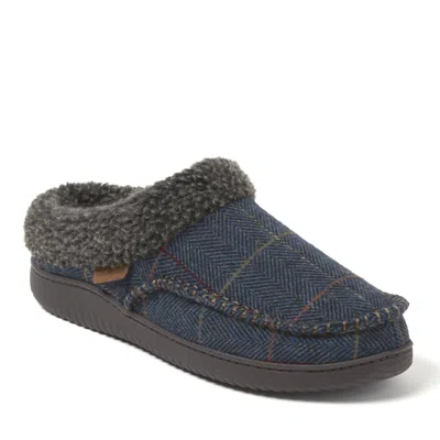 Dearfoams Men's Marshall Microsuede Moc Toe Clog With Berber Cuff In Blue