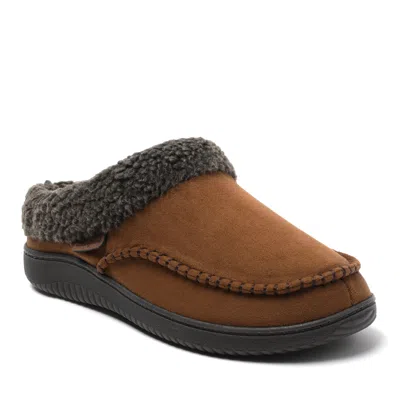 Dearfoams Marshall Microsuede Moc Toe Mens Memory Foam Clog Slippers In Brown