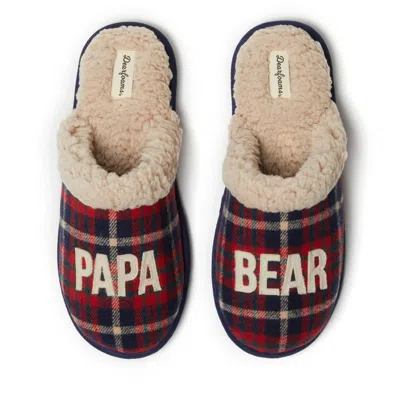 Dearfoams Men's Papa Bear Plaid Scuff Slipper In Blue