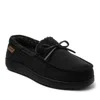 Dearfoams Mens Pierce Microsuede Moc With Tie Slippers In Black