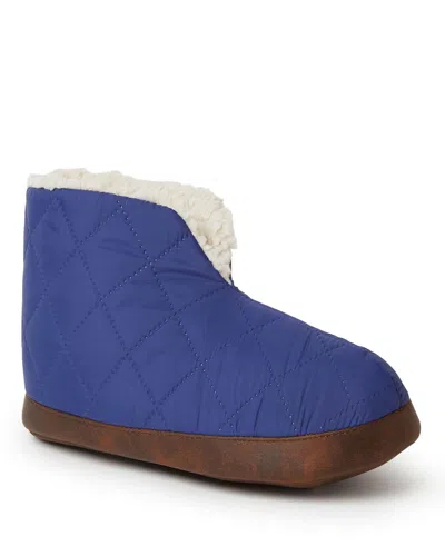 Dearfoams Men's Quilted Nylon Warm Up Bootie House Slipper In Blue