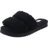 Dearfoams Mens Comfort Insole Faux Fur Slide Slippers In Black