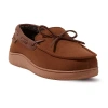 Dearfoams Mens Pierce Microsuede Moc With Tie Slippers In Brown
