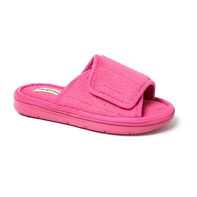 Dearfoams Mickey Terry Adjustable Slide Womens Memory Foam Slip-on Slippers In Pink