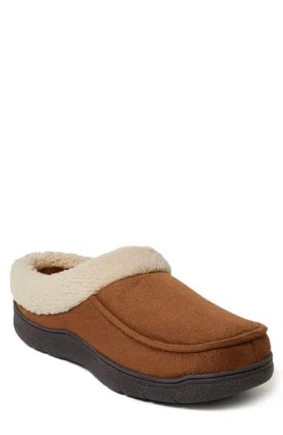 Dearfoams Microsuede Faux Shearling Slipper In Brown