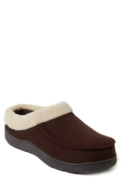 Dearfoams Microsuede Faux Shearling Slipper In Brown