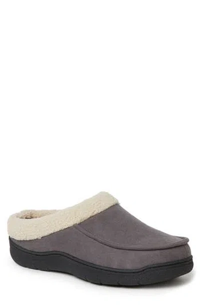 Dearfoams Microsuede Faux Shearling Slipper In Gray