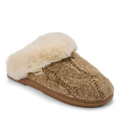 Dearfoams Nicki Knit Scuff Cable Knit Slippers In Brown