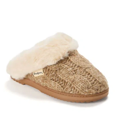 Dearfoams Nicki Knit Scuff Cable Knit Slippers In Brown