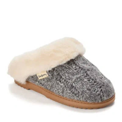 Dearfoams Nicki Knit Scuff Cable Knit Slippers In Gray