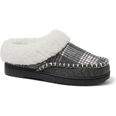 Dearfoams Nyla Felted Plaid Moccasin Toe Clog Slipper In Gray