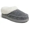 Dearfoams Women's Nyla Felted Plaid Moccasin Toe Clog Slipper In Light Heather Grey