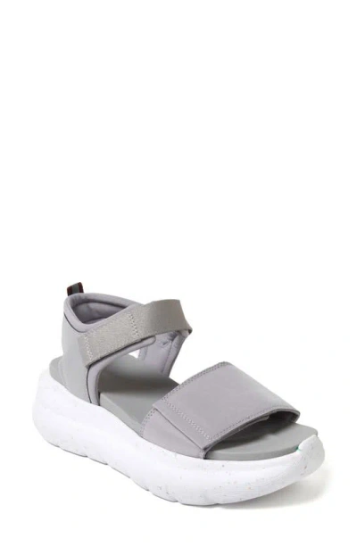 Dearfoams Odell Ankle Strap Platform Sandal In Gray