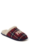 Dearfoams Men's Papa Bear Plaid Scuff Slipper In Navy Plaid
