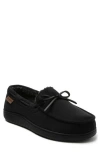 Dearfoams Pierce Faux Shearling Moccasin Slipper In Black