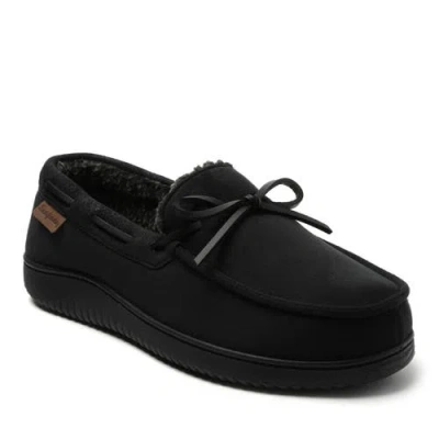Dearfoams Pierce Microsuede Moccasin Slipper In Black