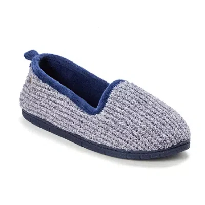 Dearfoams Rachel Marled Chenille Closed Back Womens Memory Foam Slip-on Slippers In Blue