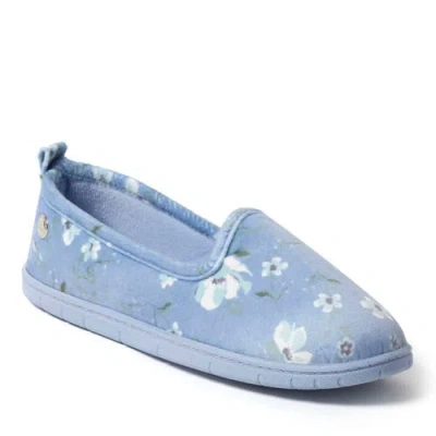 Dearfoams Rachel Velour Closed Back Slipper In Blue Floral