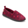 Dearfoams Rachel Velour Closed Back Womens Memory Foam Ballerina Slippers In Burgundy