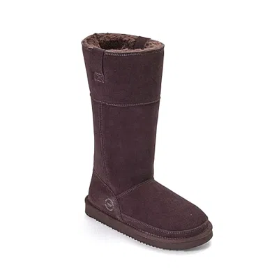 Dearfoams Rayna Genuine Suede Womens Bootie Slippers In Brown