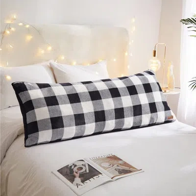 Dearfoams Royal Plush Plaid Full Body Pillow In Black,white
