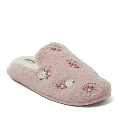 Dearfoams Teddy Tab Scuff Slipper In Pink Daisy