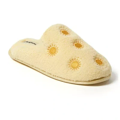 Dearfoams Teddy Tab Scuff Womens Memory Foam Slip-on Slippers In Yellow