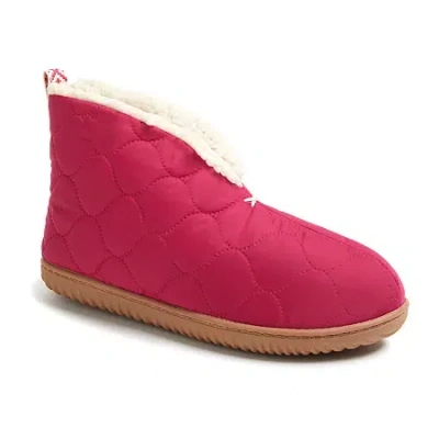 Dearfoams Warm Up Womens Memory Foam Bootie Slippers In Red