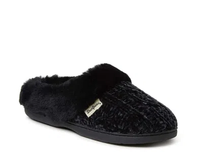 Dearfoams Womens Claire Cable Knit Chenille Clog House Shoe Slipper In Black