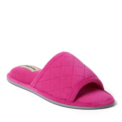 Dearfoams Women's Beatrice Microfiber Terry Slide With Quilted Vamp In Pink