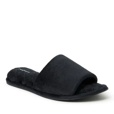 Dearfoams Women's Beatrice Microfiber Velour Side Gore Slide In Black