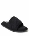 Dearfoams Womens Beatrice Quilted Microfiber Terry Slide Slipper In Black