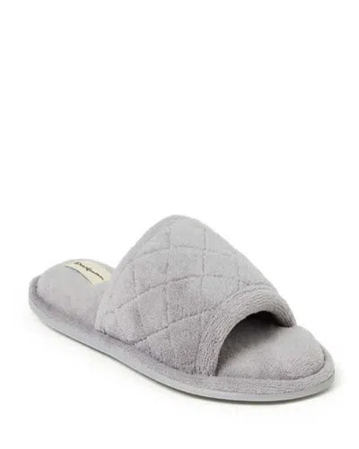 Dearfoams Women's Beatrice Quilted Microfiber Terry Shower Slide House Slipper In Gray