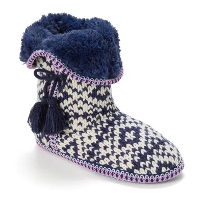 Dearfoams Women's Becky Knit Bootie Slippers In Blue