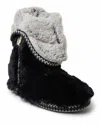Dearfoams Women's Beth Faux Fur Fold Down Fuzzy Bootie House Slipper Boot In Black