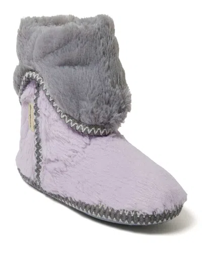 DEARFOAMS WOMEN'S BETH FAUX FUR FOLD DOWN FUZZY BOOTIE HOUSE SLIPPER BOOT