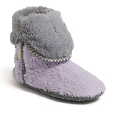 Dearfoams Beth Furry Womens Memory Foam Bootie Slippers In Purple