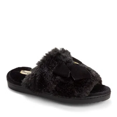 Dearfoams Women's Bianca Pile Slide With Bow In Black