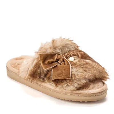 Dearfoams Women's Bianca Pile Slide With Bow In Brown