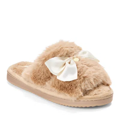 Dearfoams Women's Bianca Pile Slide With Bow In Brown