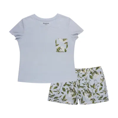 Dearfoams Women's Blue Floral Short Pj Set
