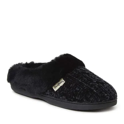 Dearfoams Womens Claire Cable Knit Chenille Clog House Shoe Slipper In Black