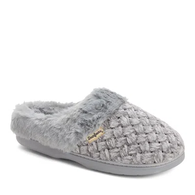 Dearfoams Womens Claire Cable Knit Chenille Clog House Slipper In Gray